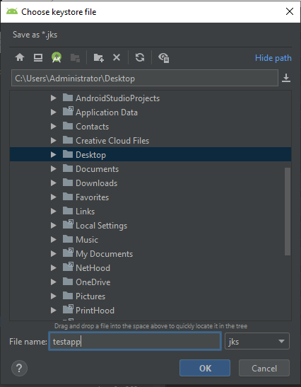 how to update android studio key file